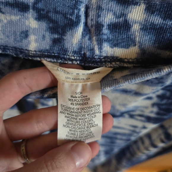 Lucky Brand Pajamas 2pc Lounge Set Women S Blue Tie Dye Short Sleeve Pants - Picture 5 of 6